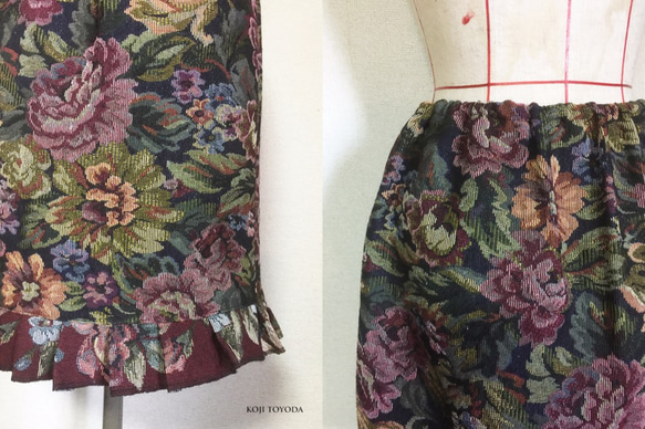 【1点もの・デザイン画付き】ゴブラン織り裾フリルスカート（KOJI TOYODA） 4枚目の画像