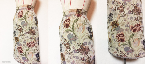 【1点もの・デザイン画付き】ゴブラン織りタイトスカート （KOJI TOYODA） 4枚目の画像