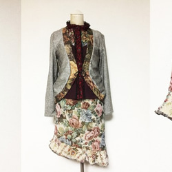 【1点もの・デザイン画付き】ゴブラン織りアシメトリーフリルスカート（KOJI TOYODA） 4枚目の画像
