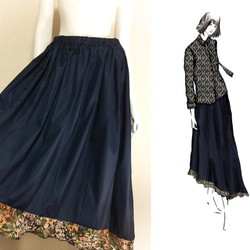 【1点もの・デザイン画付き】ゴブラン織りフリル付きアシメトリーロングスカート（KOJI TOYODA） 1枚目の画像