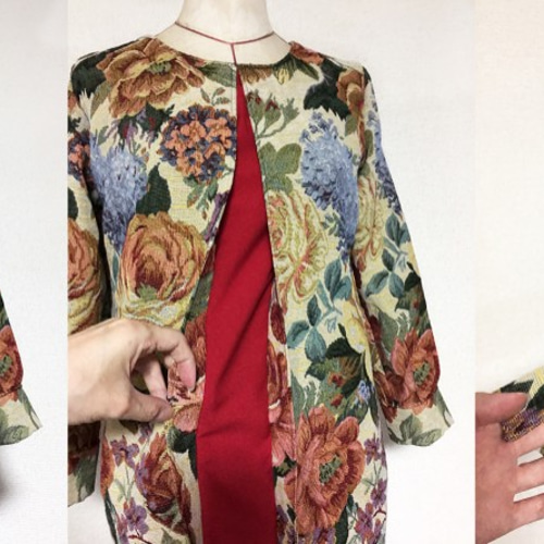 1点もの・デザイン画付き】ゴブラン織りボックスプリーツ切り替え  