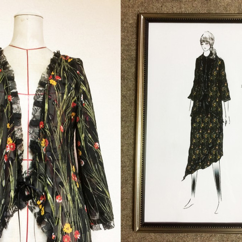 1点もの・デザイン画付き】和柄カーディガン＆スカートのセット（KOJI 