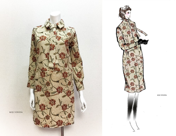 1点もの・デザイン画付き】タイ付きゴブラン織りワンピース（KOJI  