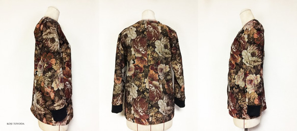 【1点もの・デザイン画付き】ゴブラン織切りノーカラーソフトジャケット（KOJI TOYODA） 3枚目の画像