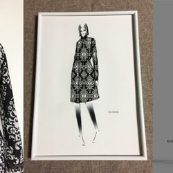 【1点もの・デザイン画付き】モノトーンゴブラン織りベルト付きワンピース（KOJI TOYODA） 2枚目の画像