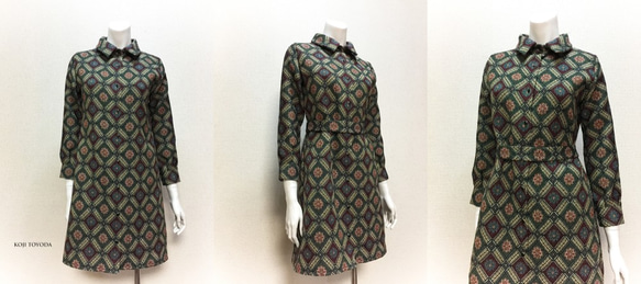 【1点もの・デザイン画付き】ベルト付きゴブラン織りシャツ型コートワンピース（KOJI TOYODA） 3枚目の画像