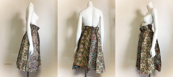【1点もの・デザイン画付き】ゴブラン織りハイウエスト8枚接ぎスカート（KOJI TOYODA） 3枚目の画像