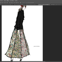 【1点もの・デザイン画付き】ゴブラン織りハイウエスト8枚接ぎスカート（KOJI TOYODA） 6枚目の画像