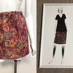 【1点もの・デザイン画付き】ゴブラン織り膝上光沢スカート（KOJI TOYODA） 2枚目の画像