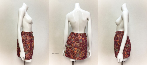 【1点もの・デザイン画付き】ゴブラン織り膝上光沢スカート（KOJI TOYODA） 3枚目の画像