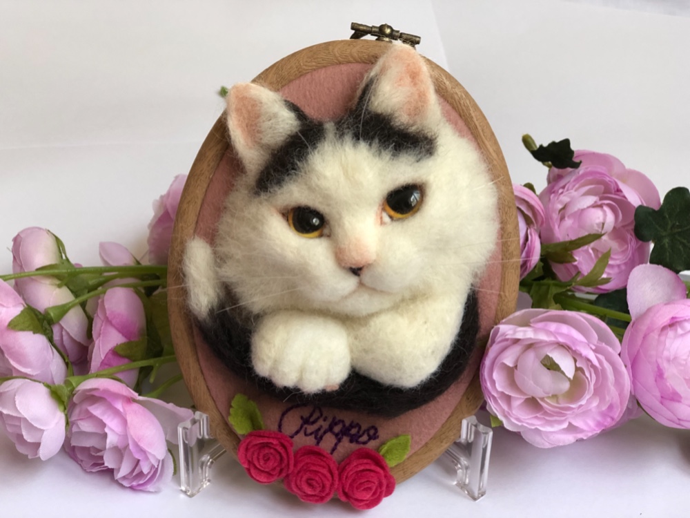 【オーダーメイド2月完成分受付】羊毛フェルト猫ポートレート《大タイプ上半身像》