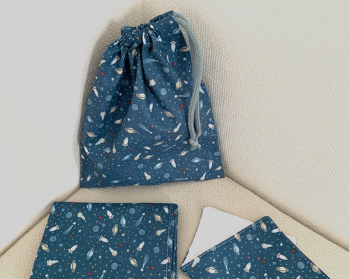 【レモンパン】ブラック宇宙ステーション柄☆給食セット 専用】ブラック宇宙ステーション柄☆給食セット 専用】ブラック宇宙