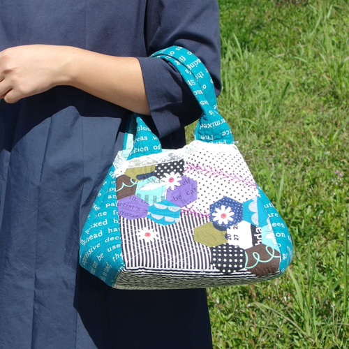 ハンドメイド パッチワーク キルトバッグ パッチワークキルト 先染め布