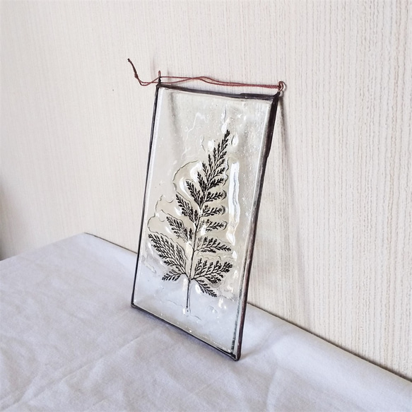 「Botanical Card/シノブ」　ガラス、植物標本、オーナメント 5枚目の画像