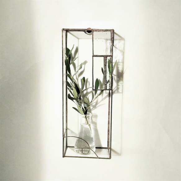 「Botanical Box-b」　ガラス花器　壁掛け　卓上 3枚目の画像