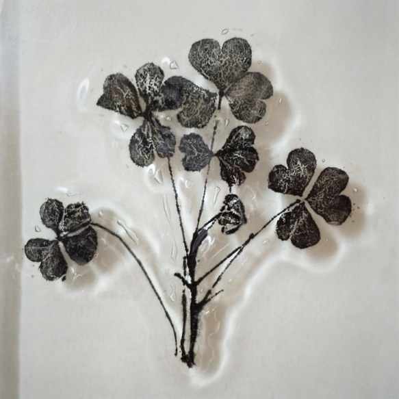 「Botanical Card/カタバミ」　ガラス　植物標本　オーナメント 2枚目の画像