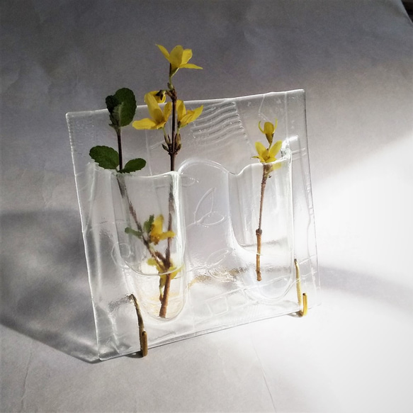 カード型二輪挿し ガラス 卓上 一輪挿し・花瓶・花器 studio66 通販
