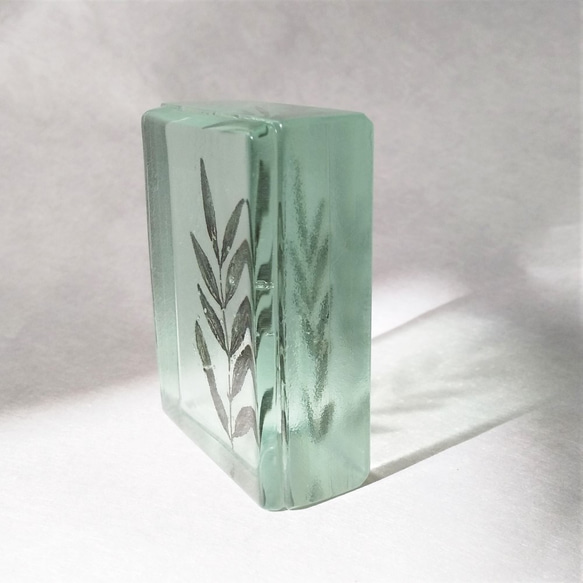 「Botanical Cube/イヌザンショウ」　ガラス　植物標本　ペーパーウェイト 4枚目の画像