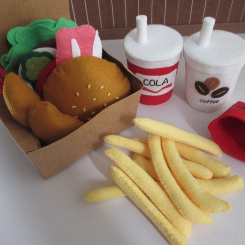 フェルト ままごと ハンバーガーセット フライドポテト ドリンク