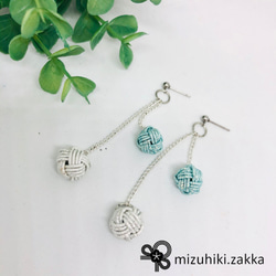 水引ピアスorイヤリング♡玉結び＋チェーン♡*ご縁を結ぶ水引* ピアス