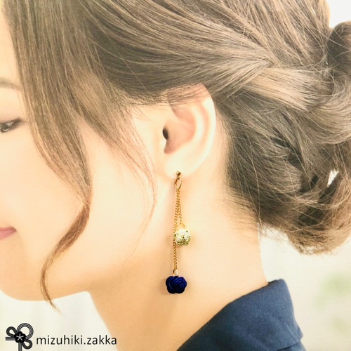 水引ピアスorイヤリング♡玉結び＋チェーン♡*ご縁を結ぶ水引* ピアス