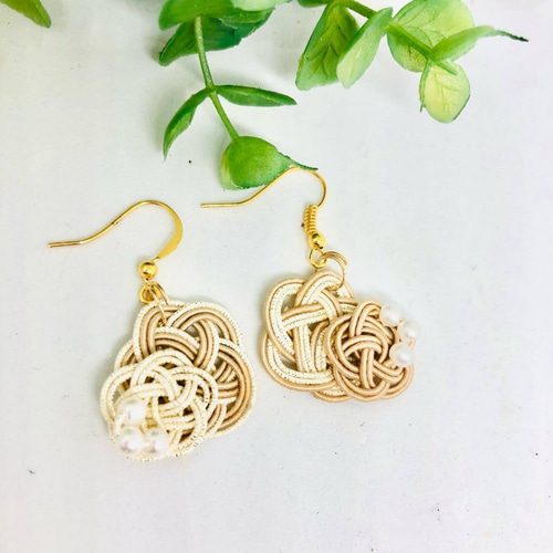 水引ピアスorイヤリング♡バイカラー重ね梅*ご縁を結ぶ水引* ピアス