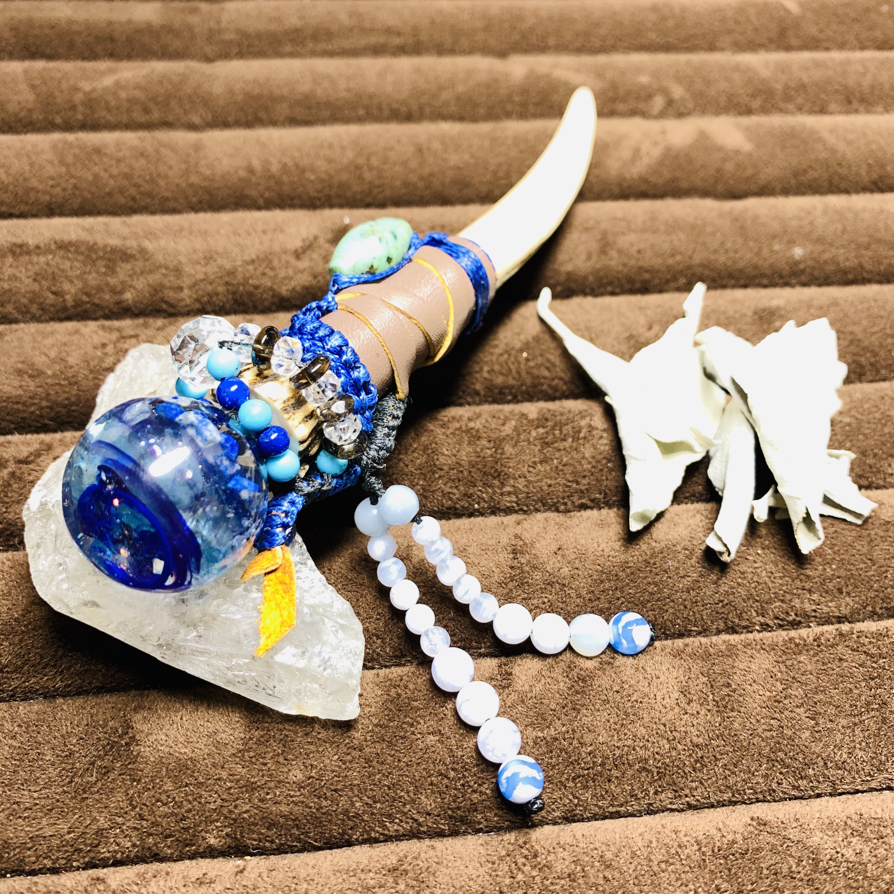 天然石　水晶　鹿の角　カイヤナイト　魔法の杖Ag77 天然石 水晶 鹿の角 カイヤナイト 魔法の杖Ag77 - メルカリ