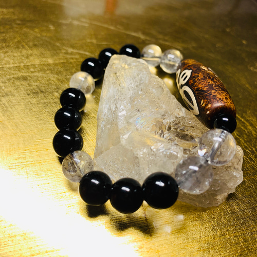 金剛杵天珠☆破邪に最強☆モリオンandハーキマーダイヤモンド☆ブレス