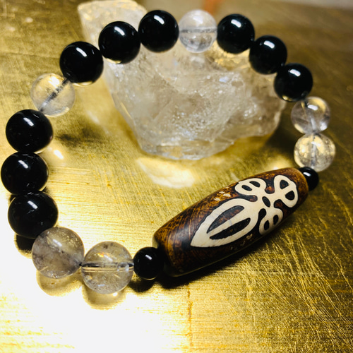 金剛杵天珠☆破邪に最強☆モリオンandハーキマーダイヤモンド☆ブレス