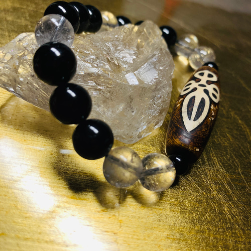 金剛杵天珠☆破邪に最強☆モリオンandハーキマーダイヤモンド☆ブレス