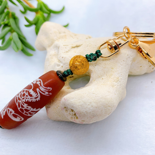 観音龍神 日月天珠 グリーンターラ グリーンターラ龍神天珠チャーム付き