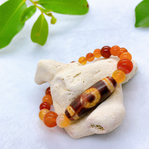 一眼卍天珠☆カーネリアン☆お守り☆天眼模様 ブレスレット roku 通販  