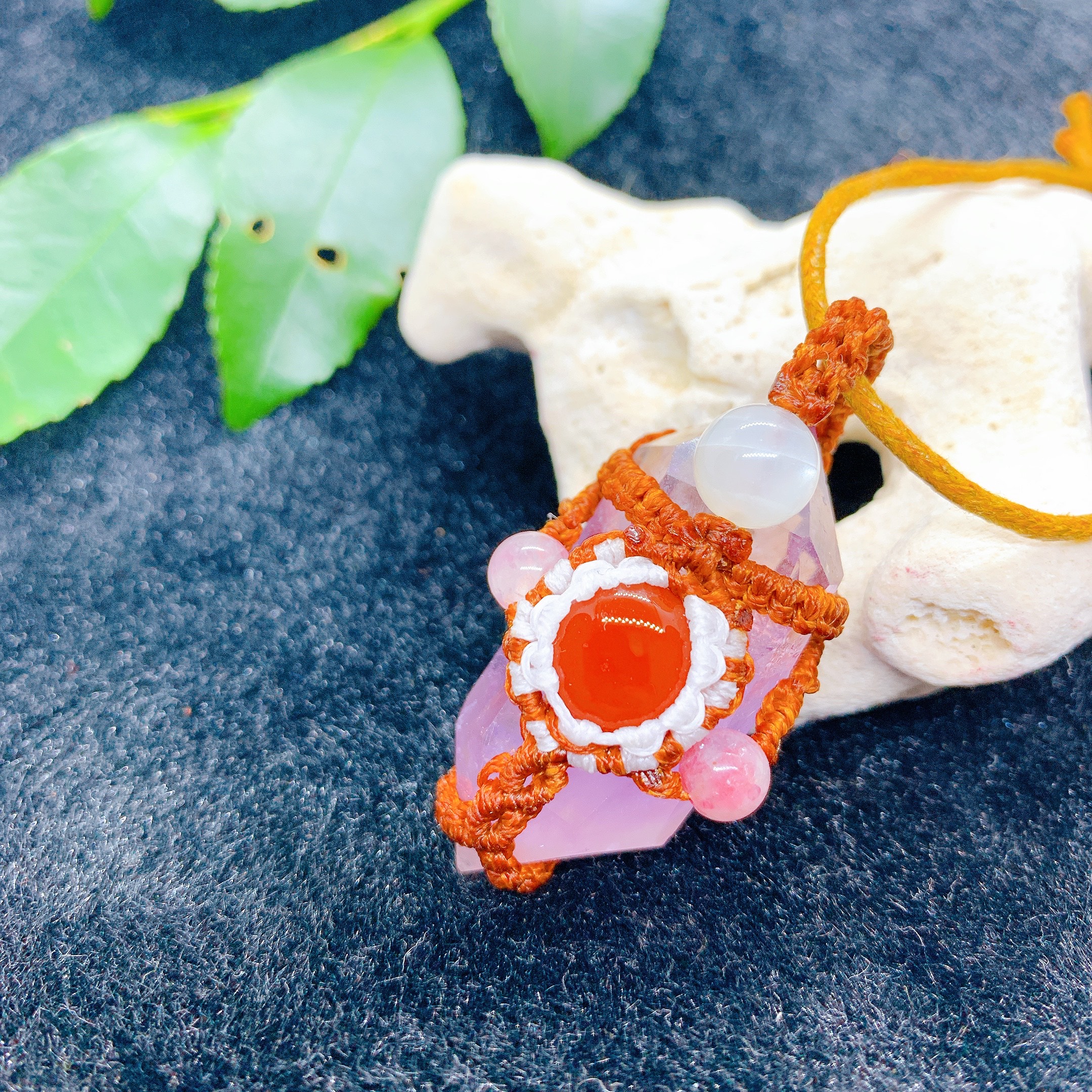 Wポイント☆アメジスト☆マクラメ☆クリスタルミニワンド☆ペンデュラム