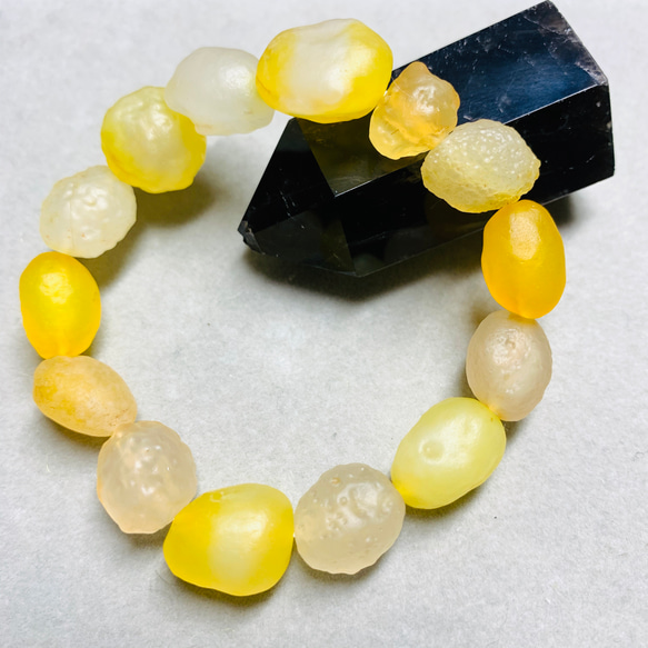 ゴビアゲート☆レモン色☆瑪瑙☆原石ビーズ☆ブレス ブレスレット roku