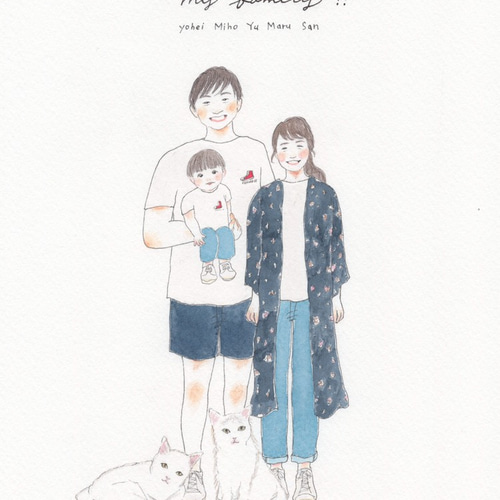 my family ! シンプル 似顔絵 イラスト Ligo Panjo 通販
