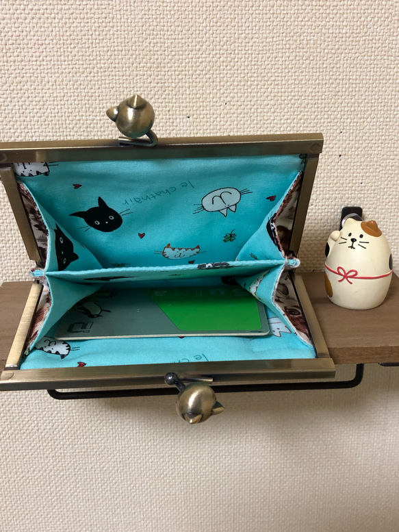 猫柄 がま口 財布 パスケース カードケース 5枚目の画像