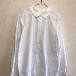 《Re:born》コットン　ラウンドカラーシャツ　【ホワイト】 1枚目の画像