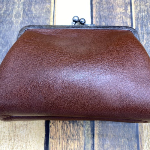 姫路レザー】親子がま口（小） ブラウン 小物入れ 小銭入れ カード入れ