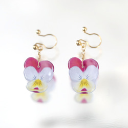ビオラのイヤリング・ピアス / パープル＆イエロー 3枚目の画像