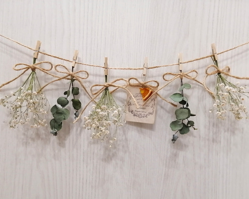 ドライフラワー❁ガーランド simple ユーカリ＆かすみ草 ナチュラル