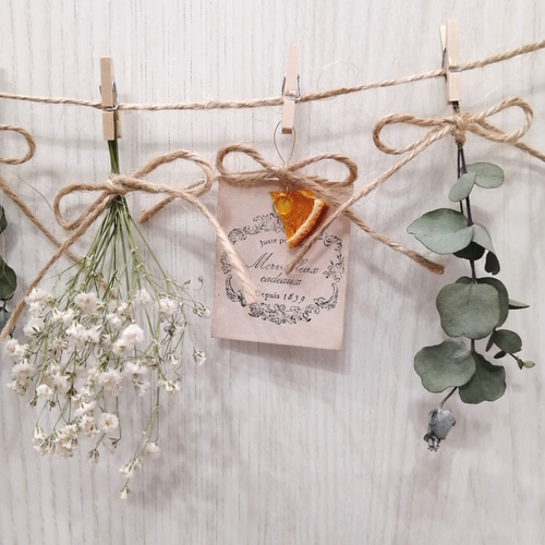 ドライフラワー❁ガーランド simple ユーカリ＆かすみ草 ナチュラル