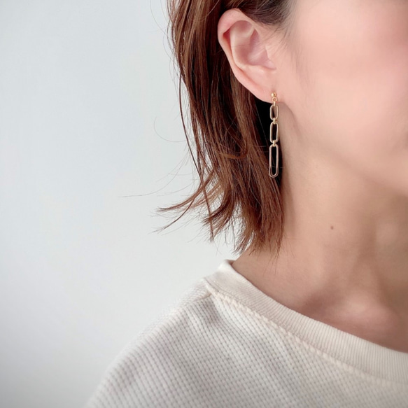 ☆シルバー追加☆オーバル3連リングのピアス/イヤリング ピアス