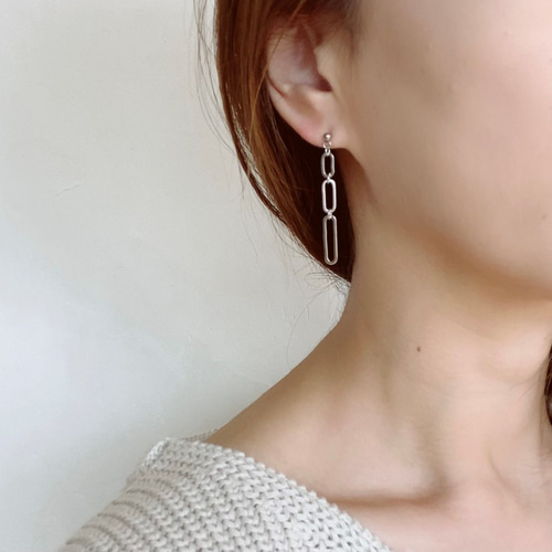 ☆シルバー追加☆オーバル3連リングのピアス/イヤリング ピアス 