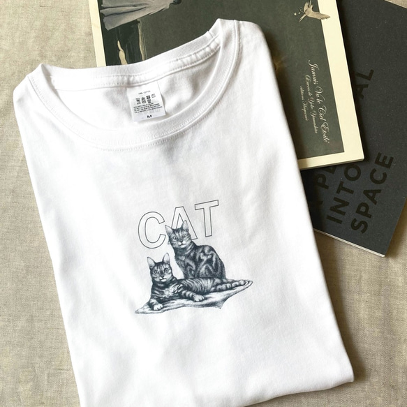 ＜オーバーサイズ　ワンポイントクールCAT・Tシャツ＞　猫　ビッグシルエット　 10枚目の画像