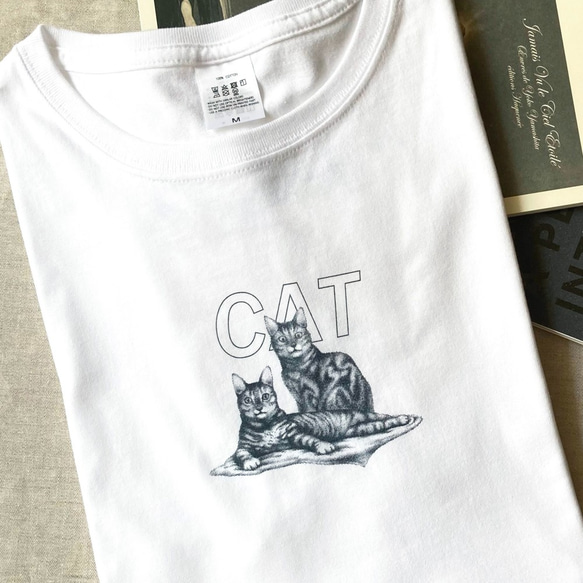 ＜オーバーサイズ　ワンポイントクールCAT・Tシャツ＞　猫　ビッグシルエット　 2枚目の画像