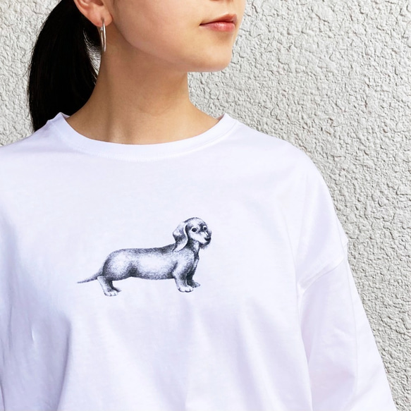 ＜オーバーサイズ　ワンポイントダックスフント・Tシャツ＞　犬　ビッグシルエット　 1枚目の画像