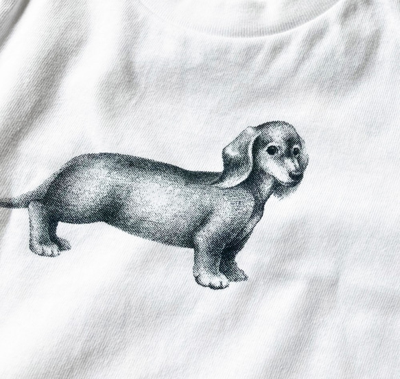 ＜親子ペアセット！ダックスフントTシャツ・ホワイト＞　お揃い　犬　動物　シンプル 8枚目の画像