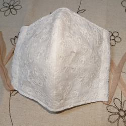 白花刺繍立体布マスク 2枚目の画像