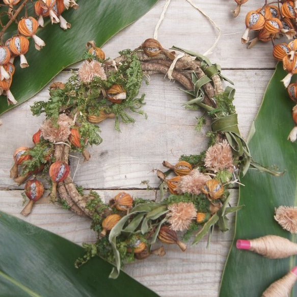 屋久島の森の恵み-月桃のチュラルリース※受注生産※自然に還る天然素材  