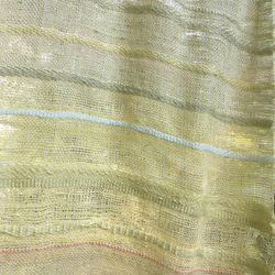 花野-草木染め手織りストール（シルクとコットン）＜29cm幅＞春草のみどりと梅や桜のピンク 3枚目の画像